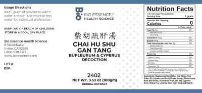traditional Chinese medicine, herbs, Bioessence,  Chai Hu Shu Gan Tang