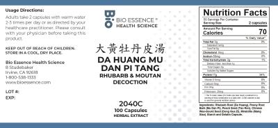 traditional Chinese medicine, herbs, Bioessence,  Da Huang Mu Dan Pi Tang