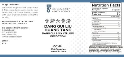 traditional Chinese medicine, herbs, Bioessence,  Dang Gui Liu Huang Tang