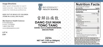 traditional Chinese medicine, herbs, Bioessence,  Dang Gui Nian Tong Tang