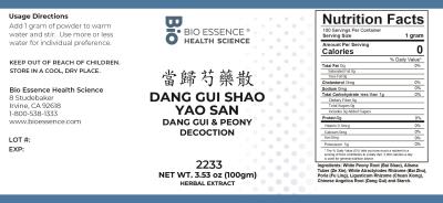 traditional Chinese medicine, herbs, Bioessence,  Dang Gui Shao Yao San