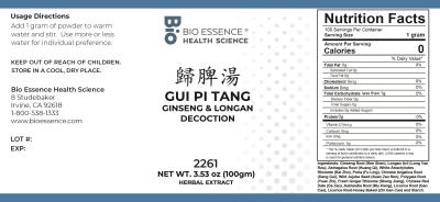 traditional Chinese medicine, herbs, Bioessence,  Gui Pi Tang