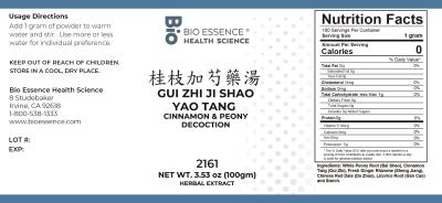 traditional Chinese medicine, herbs, Bioessence,  Gui Zhi Jia Shao Yao Tang