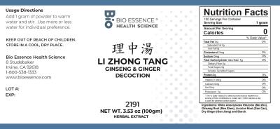 traditional Chinese medicine, herbs, Bioessence,  Li Zhong Tang