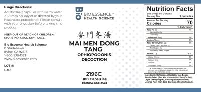 traditional Chinese medicine, herbs, Bioessence,  Mai Men Dong Tang