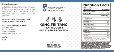 traditional Chinese medicine, herbs, Bioessence,  Qing Fei Tang