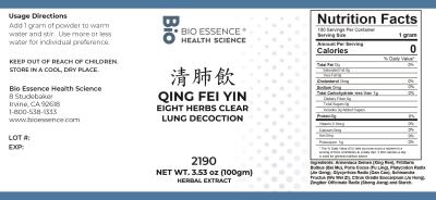 traditional Chinese medicine, herbs, Bioessence,  Qing Fei Yin