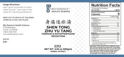 traditional Chinese medicine, herbs, Bioessence,  Shen Tong Zhu Yu Tang
