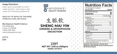 traditional Chinese medicine, herbs, Bioessence,  Sheng Mai Yin