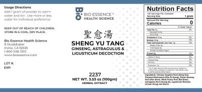 traditional Chinese medicine, herbs, Bioessence,  Sheng Yu Tang