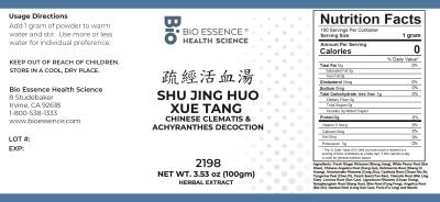 traditional Chinese medicine, herbs, Bioessence,  Shu Jing Huo Xue Tang