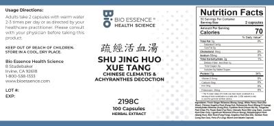 traditional Chinese medicine, herbs, Bioessence,  Shu Jing Huo Xue Tang