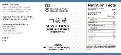traditional Chinese medicine, herbs, Bioessence,  Si Wu Tang