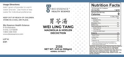 traditional Chinese medicine, herbs, Bioessence,  Wei Ling Tang