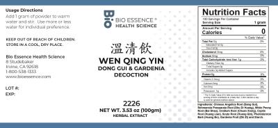 traditional Chinese medicine, herbs, Bioessence,  Wen Qing Yin