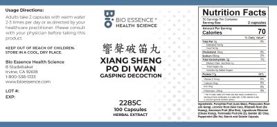 traditional Chinese medicine, herbs, Bioessence,  Xiang Sheng Po Di Wan