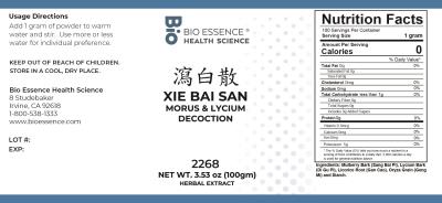 traditional Chinese medicine, herbs, Bioessence,  Xie Bai San