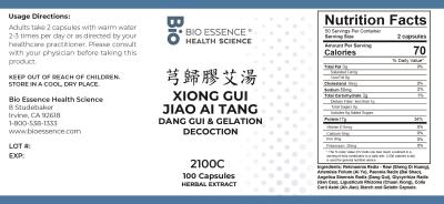 traditional Chinese medicine, herbs, Bioessence,  Xiong Gui Jiao Ai Tang