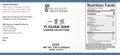 traditional Chinese medicine, herbs, Bioessence,  Yi Guan Jian