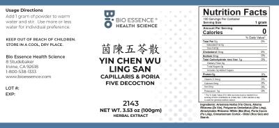 traditional Chinese medicine, herbs, Bioessence,  Yin Chen Wu Ling San