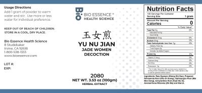 traditional Chinese medicine, herbs, Bioessence,  Yu Nu Jian