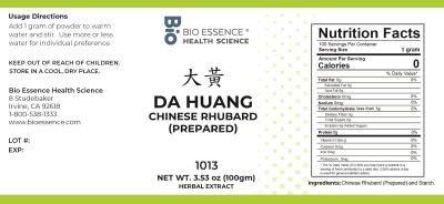 traditional Chinese medicine, herbs, Bioessence, Da Huang (Jiu)