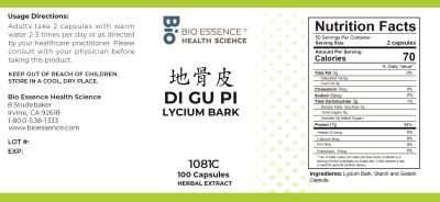 traditional Chinese medicine, herbs, Bioessence, Di Gu Pi