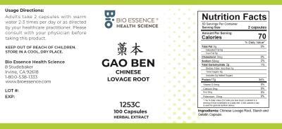 traditional Chinese medicine, herbs, Bioessence, Gao Ben