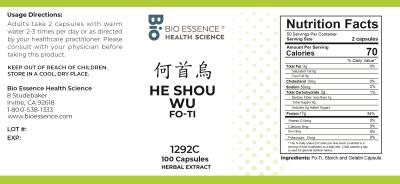 traditional Chinese medicine, herbs, Bioessence, He Shou Wu