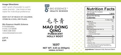 traditional Chinese medicine, herbs, Bioessence, Mao Dong Qing