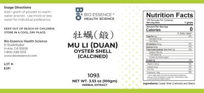 traditional Chinese medicine, herbs, Bioessence, Mu Li (Duan)