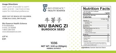 traditional Chinese medicine, herbs, Bioessence, Niu Bang Zi