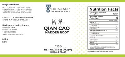 traditional Chinese medicine, herbs, Bioessence, Qian Cao