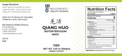 traditional Chinese medicine, herbs, Bioessence, Qiang Huo