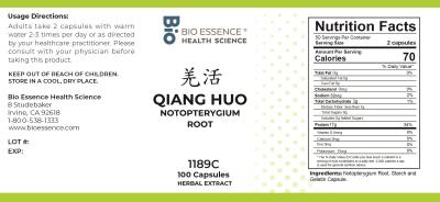 traditional Chinese medicine, herbs, Bioessence, Qiang Huo