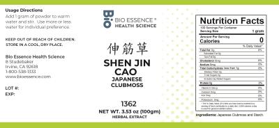 traditional Chinese medicine, herbs, Bioessence, Shen Jin Cao