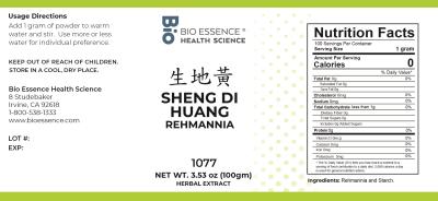 traditional Chinese medicine, herbs, Bioessence, Sheng Di Huang