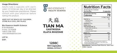 traditional Chinese medicine, herbs, Bioessence, Tian Ma