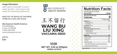 traditional Chinese medicine, herbs, Bioessence, Wang Bu Liu Xing