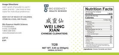 traditional Chinese medicine, herbs, Bioessence, Wei Ling Xian