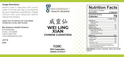 traditional Chinese medicine, herbs, Bioessence, Wei Ling Xian