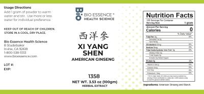 traditional Chinese medicine, herbs, Bioessence, Xi Yang Shen