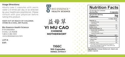 traditional Chinese medicine, herbs, Bioessence, Yi Mu Cao