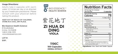traditional Chinese medicine, herbs, Bioessence, Zi Hua Di Ding