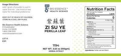 traditional Chinese medicine, herbs, Bioessence, Zi Su Ye